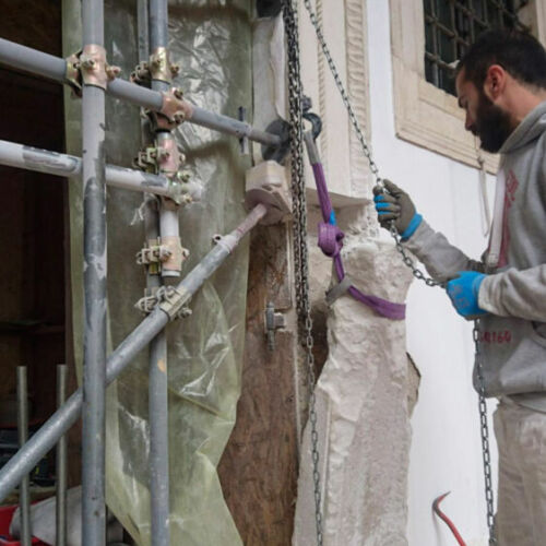 Taglio con disco diamantato e rimozione del concio ammalorato